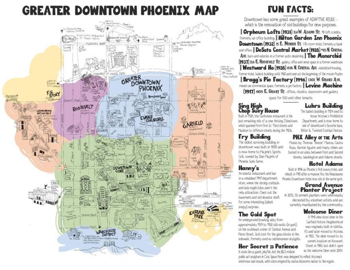 Karte von der Innenstadt von Phoenix