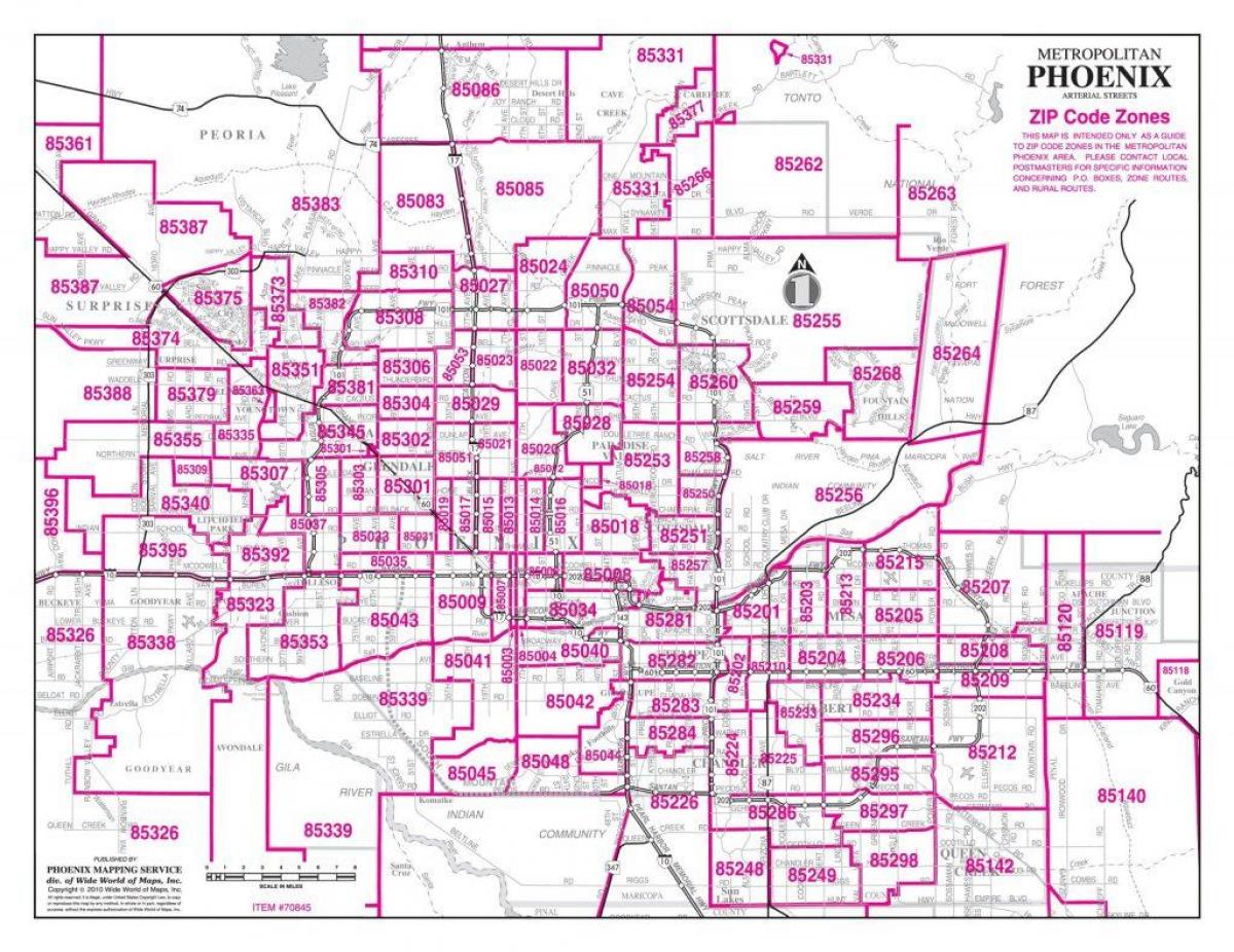 Phoenix-Karte der Postleitzahlen