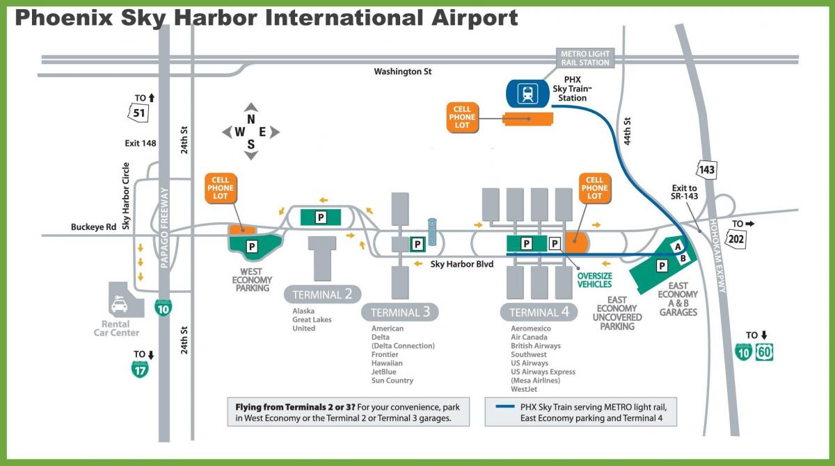Phoenix airport gate Karte