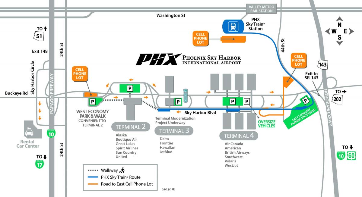 Phoenix international airport Landkarte