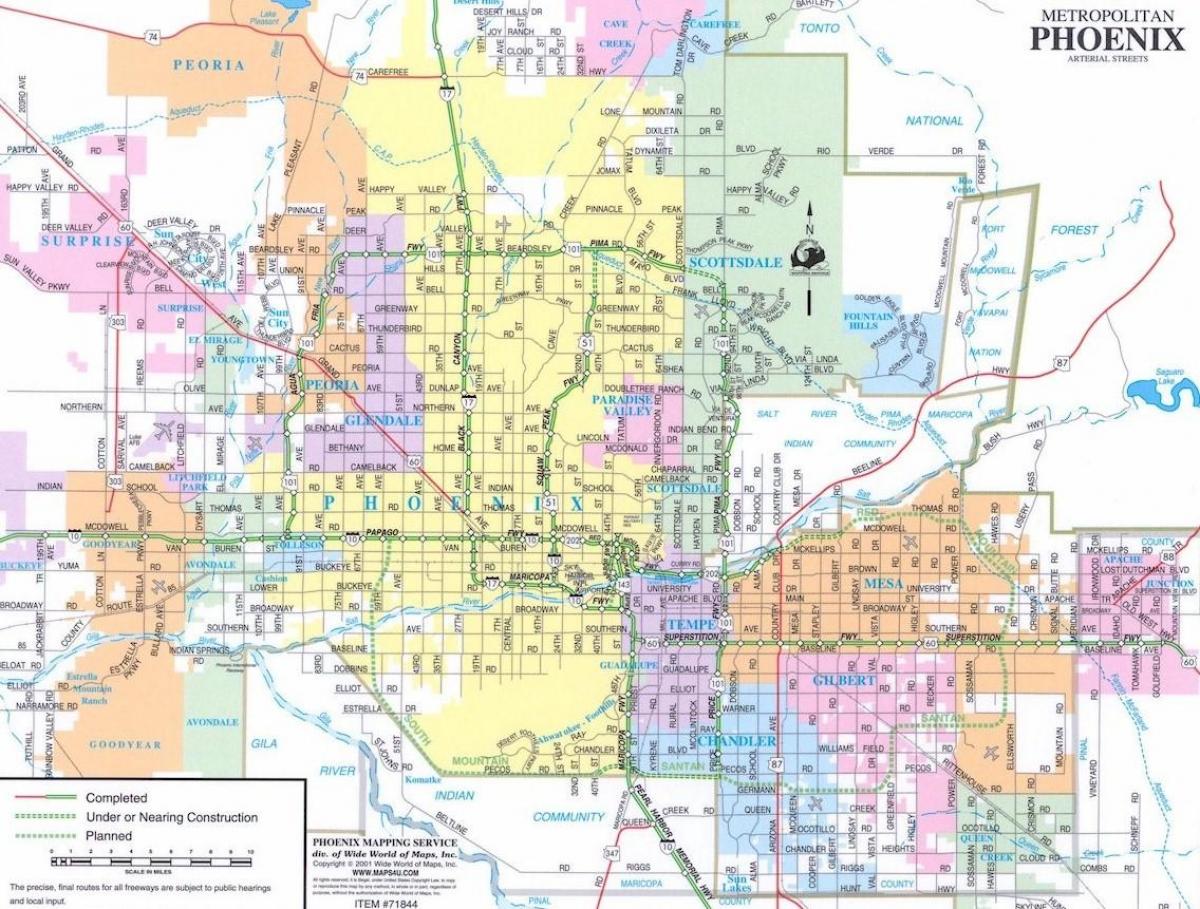 Karte von Phoenix Städten