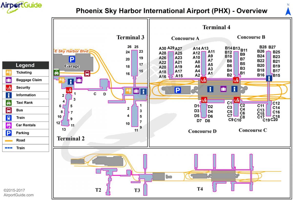 Karte von Phoenix sky harbor Flughafen